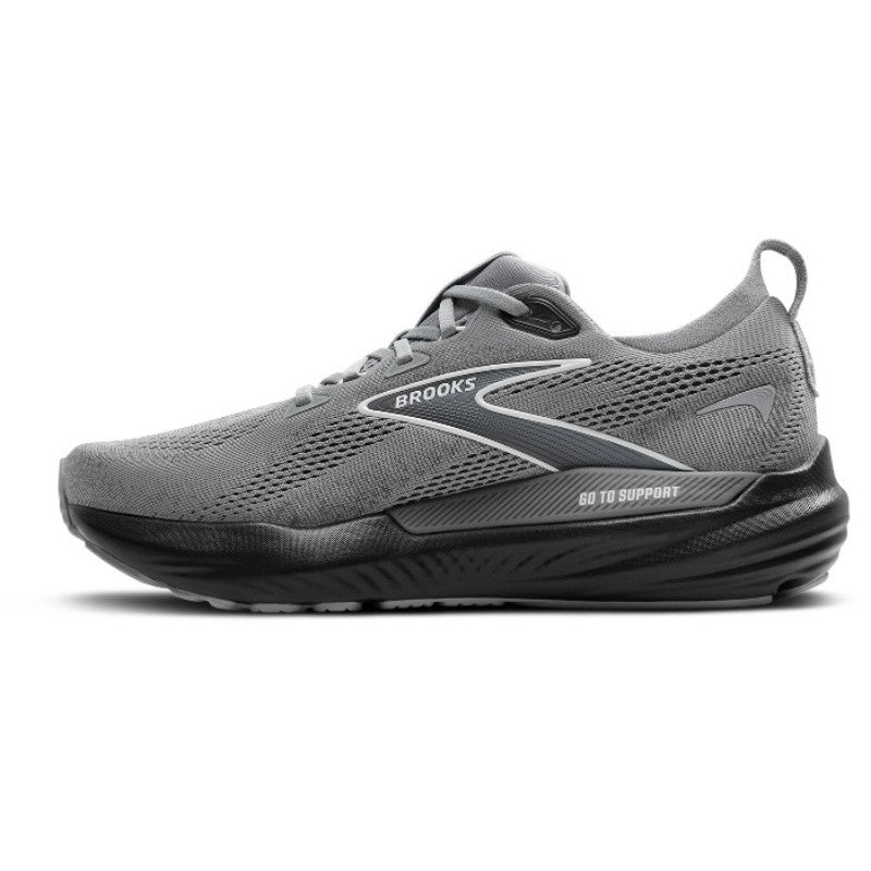 Brooks Glycerin GTS 22 men's athletic shoe in gray mesh with black sole.