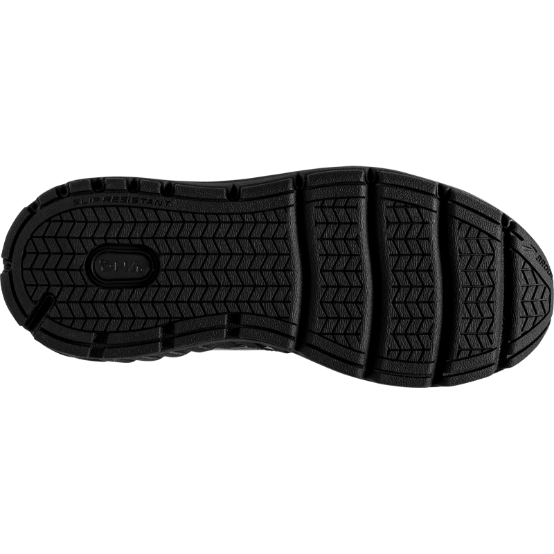 Brooks Addiction Walker V-Strap 2 Women's sneakers in black; rugged athletic walking shoe with treaded sole