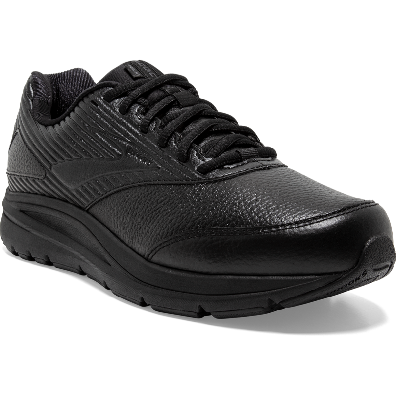 Brooks Addiction Walker 2 women's sneakers, black leather upper, lace-up athletic shoes