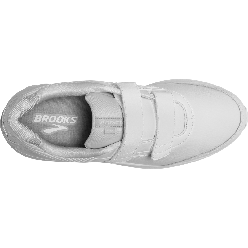 Brooks Addiction Walker V-Strap 2 men's sneakers, white with Velcro straps.