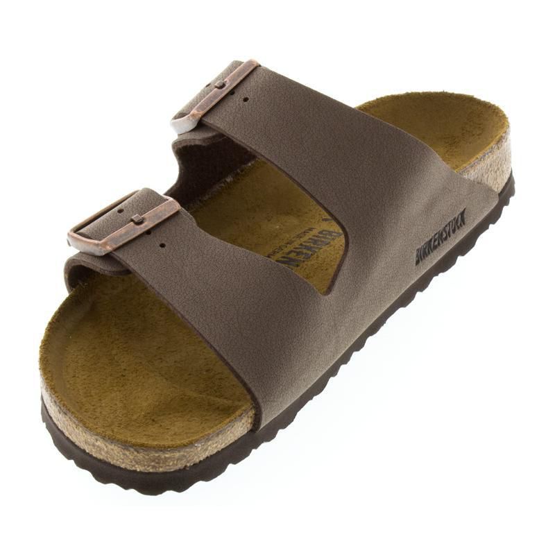 Birkenstock Arizona casual sandals in brown leather with two adjustable straps and cork footbed