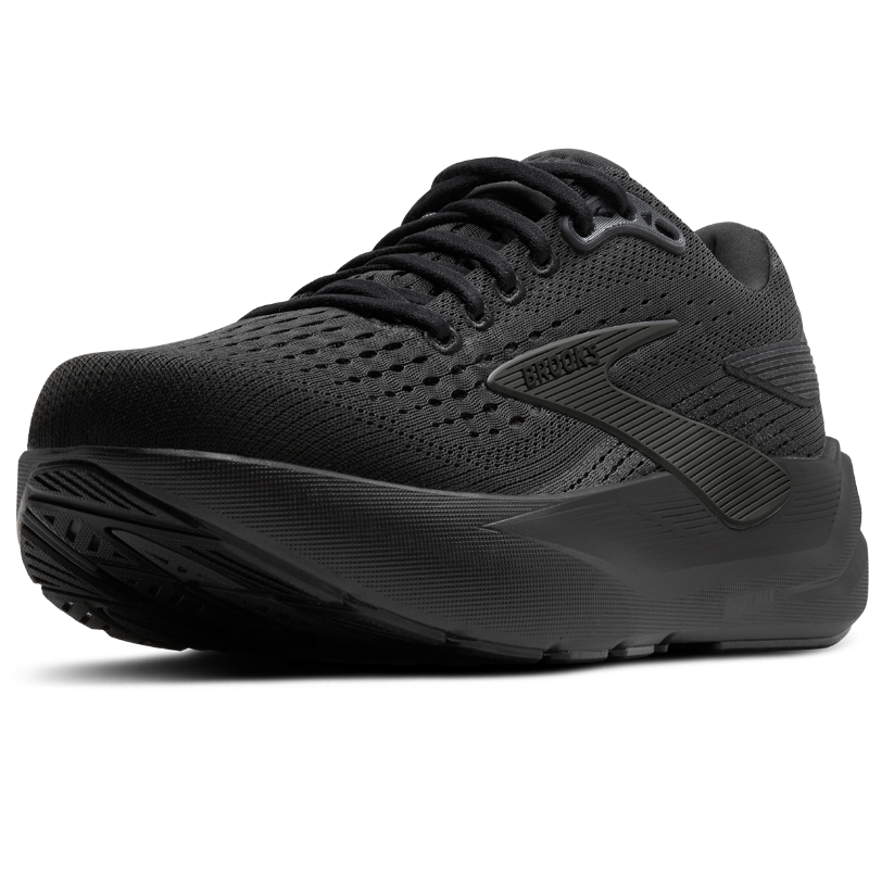 Brooks Ghost Max 3 athletic shoes, black mesh upper with cushioned midsole and outsole