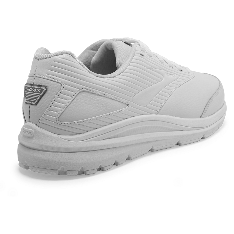 Brooks Addiction Walker 2 men's athletic shoes in white; leather upper with cushioned sole
