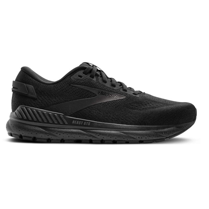Brooks Beast GTS 24 men's running shoes in black with knit upper and stability sole