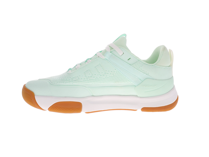 PB5Star W's PB5 Court2 athletic shoes, mint green with orange outsole, breathable mesh.