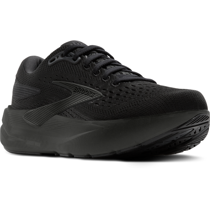 Brooks Ghost Max 3 athletic shoes; black mesh upper with cushioned midsole and durable outsole.