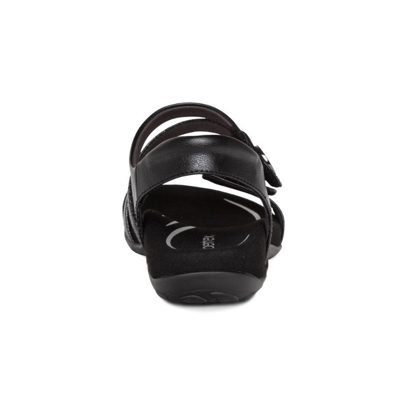 Aetrex Jess casual sandals in black with strappy upper and cushioned footbed