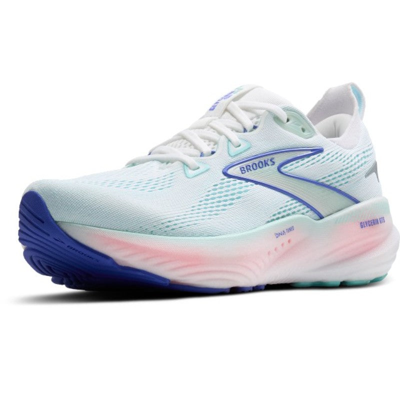 Brooks Glycerin GTS 22 Women's running shoes, light blue mesh with teal accents and gradient sole.