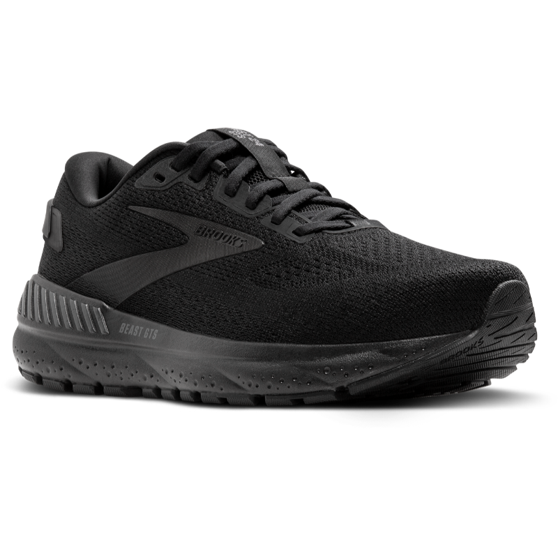 Broooks Beast GTS 24 men's athletic shoe in black mesh with cushioned midsole and grippy outsole
