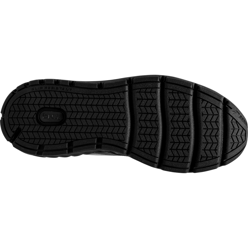 Brooks Addiction Walker V-Strap 2 athletic shoe outsole in black with ridged traction pattern.
