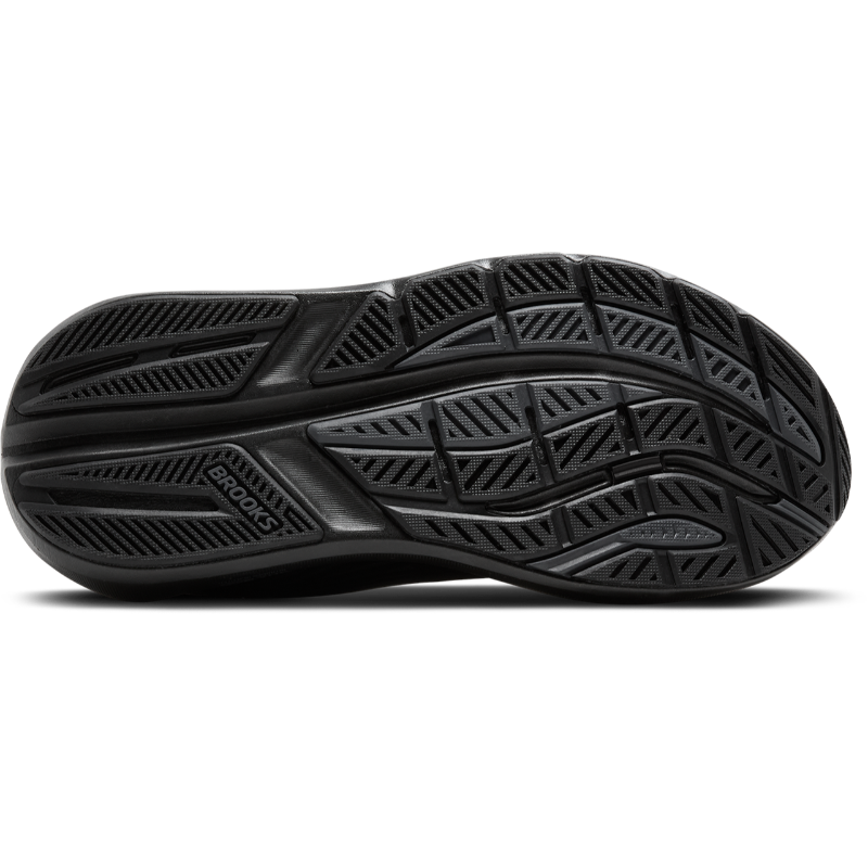 Brooks Ghost Max 3 athletic shoe outsole in black with rugged tread pattern
