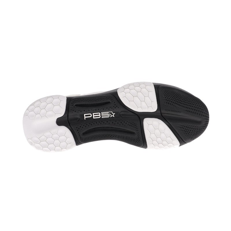 PB5Star PB5 Court2 men's athletic shoe outsole in black with white hex-patterned traction