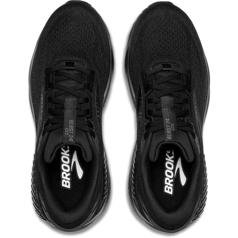 Brooks Beast GTS 24 men's athletic shoes, black knit uppers, pair for running