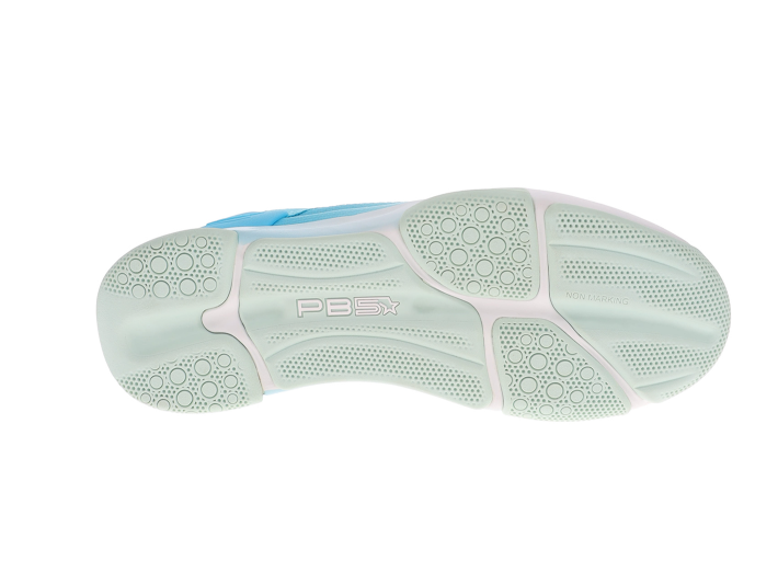 PB5Star PB5 Court2 women's athletic shoes; light aqua outsole with dotted texture and circular grip patterns.