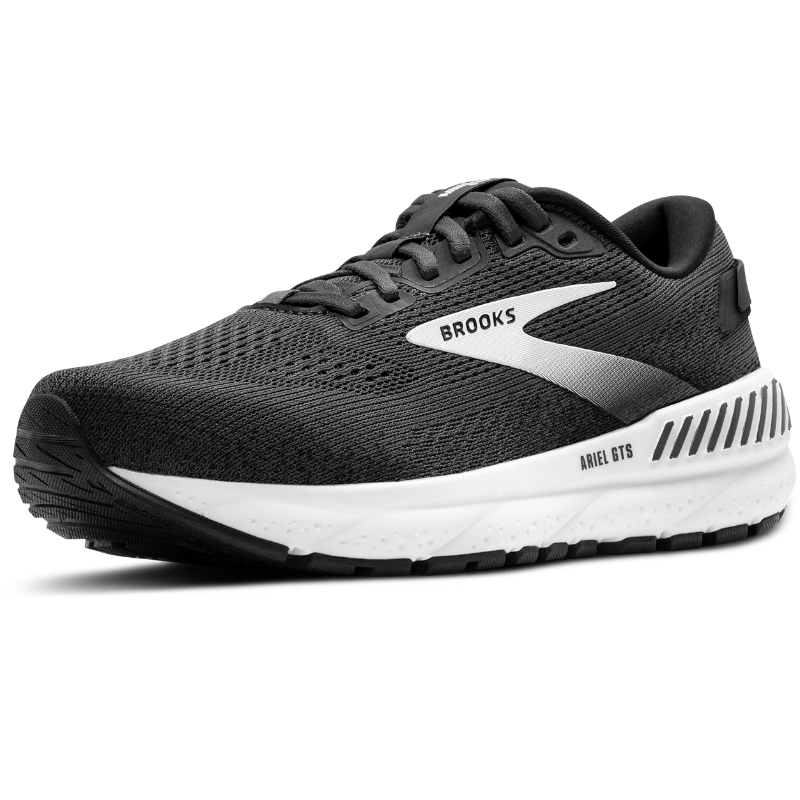 Brooks Ariel GTS 24 women's athletic shoes in black mesh with white sole