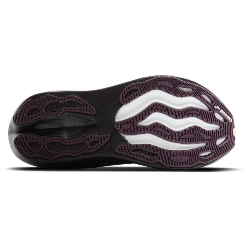Brooks Glycerin Max Women's athletic shoe sole in black with purple outsole and white details