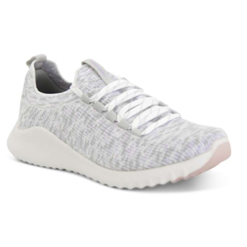 Aetrex Carly women's casual shoe in lavender knit with white laces