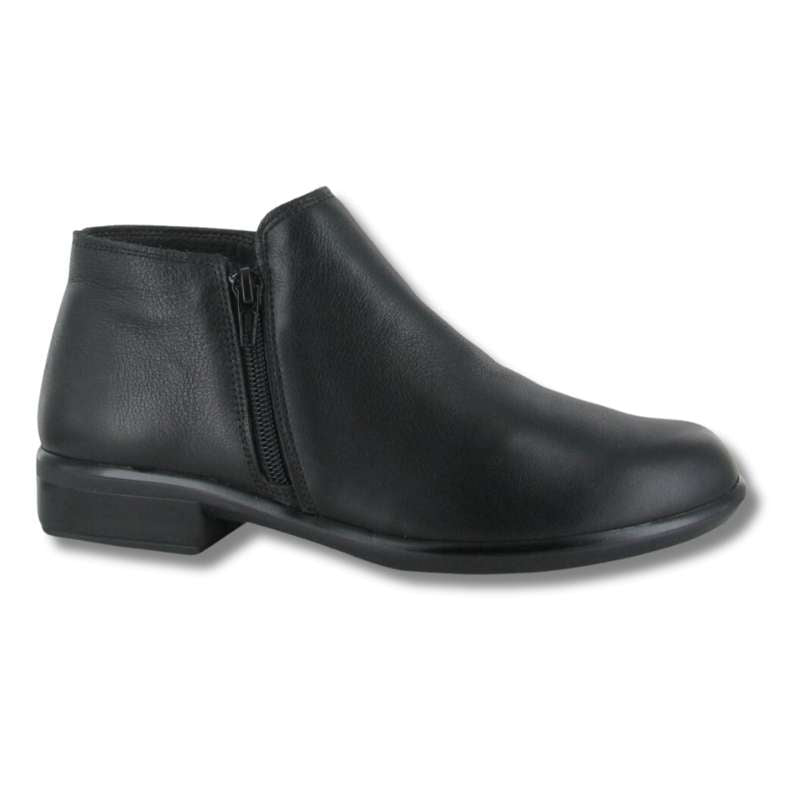 Naot Helm Aura women's casual boot in black leather with side zipper and low heel