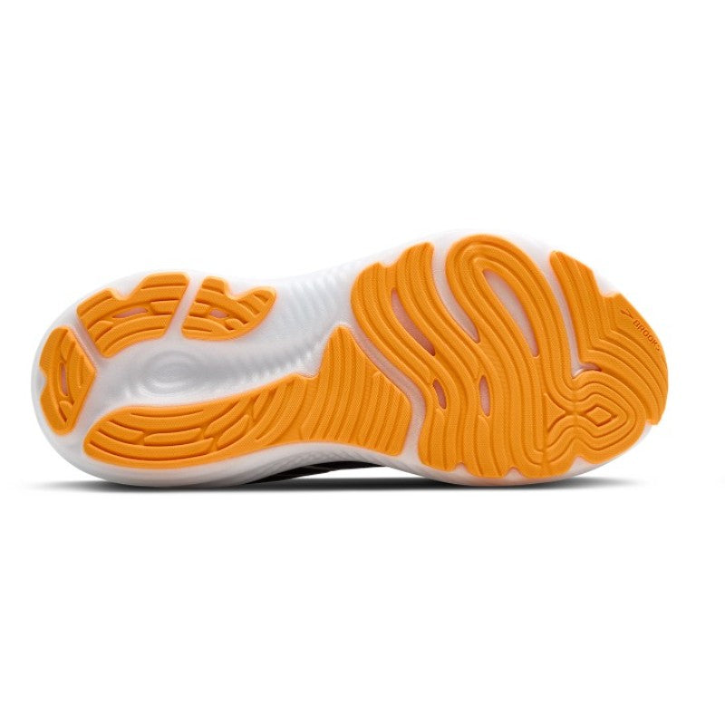 Brooks Glycerin GTS 22 men's athletic shoe with orange outsole and white midsole