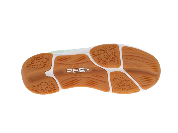 PB5Star W's PB5 Court2 athletic shoe sole in gum rubber with PB5Star logo.