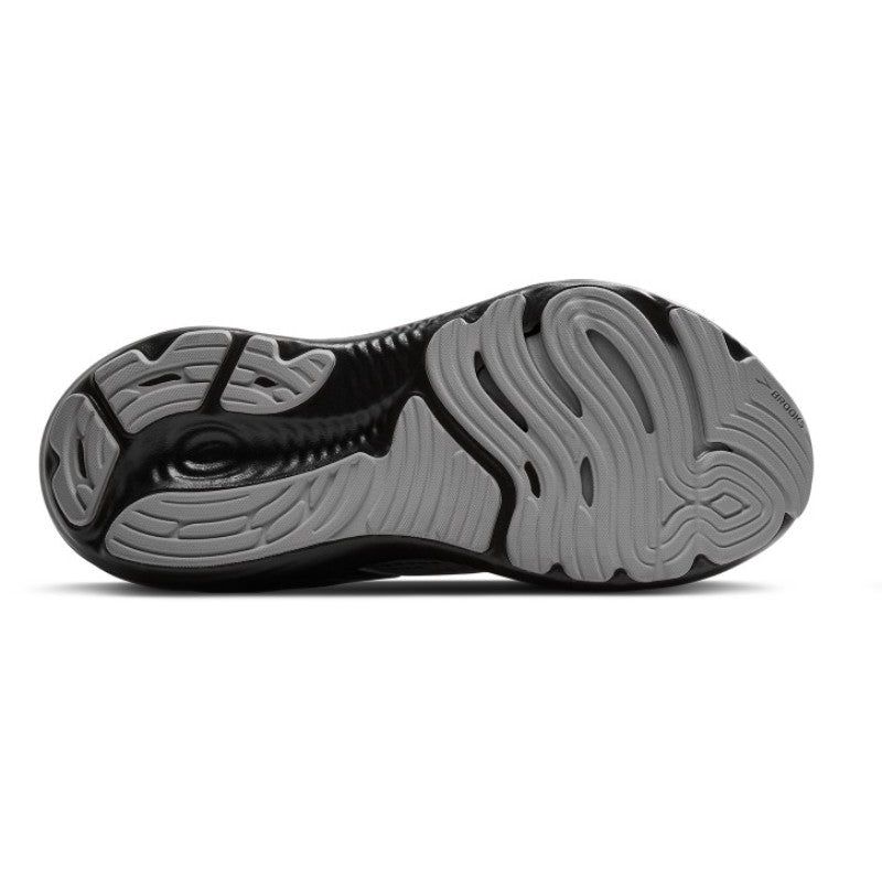 Brooks Glycerin GTS 22 men's athletic shoe outsole in black and gray with textured tread.