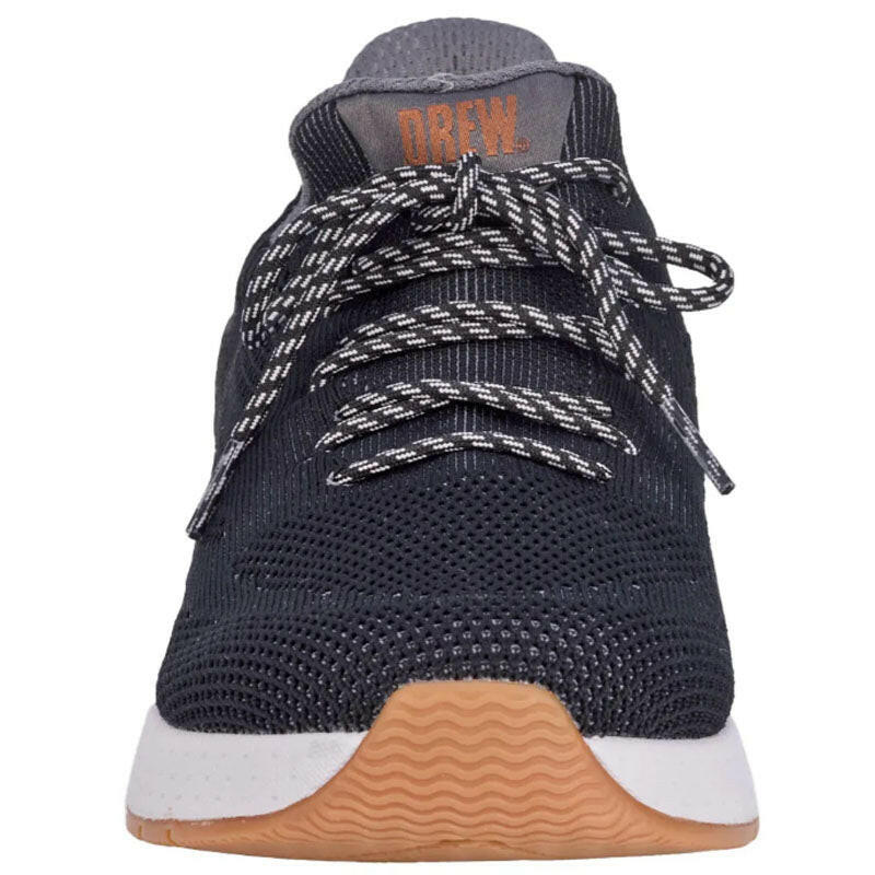 Drew Echo athletic shoe in navy knit upper with black-white laces and gum outsole for men