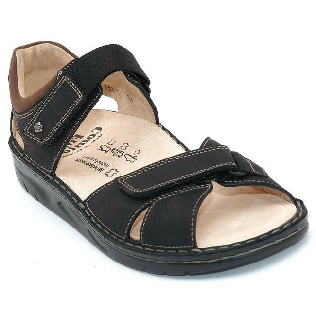 Finn Comfort Black Leather Velcro Sandals Mens 5.5 Finn Comfort Solid Low (1-1.9 in) Heel Height Sandals for  main image 3