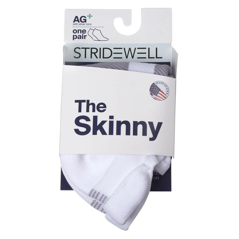 Stridewell Skinny Sock, white pair from Stridewell, made in USA