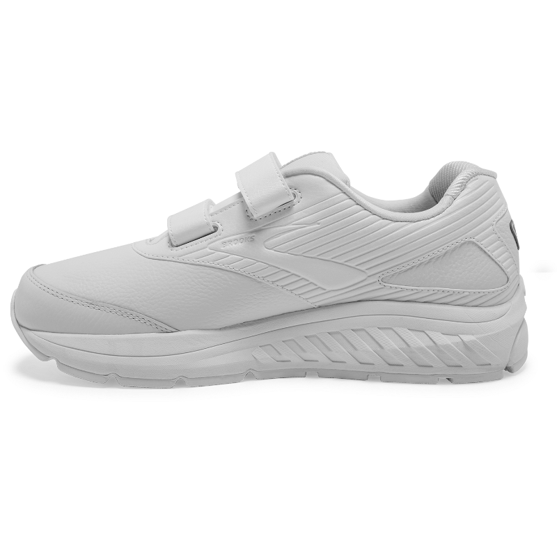 Brooks Addiction Walker V-Strap 2 men's sneakers, white/white, athletic walking shoes with two Velcro straps