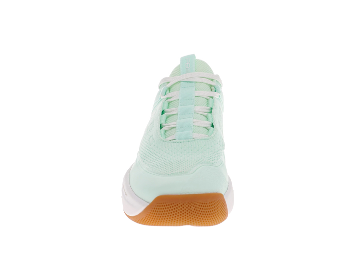PB5Star W's PB5 Court2 athletic shoes, mint green knit upper, gum outsole.
