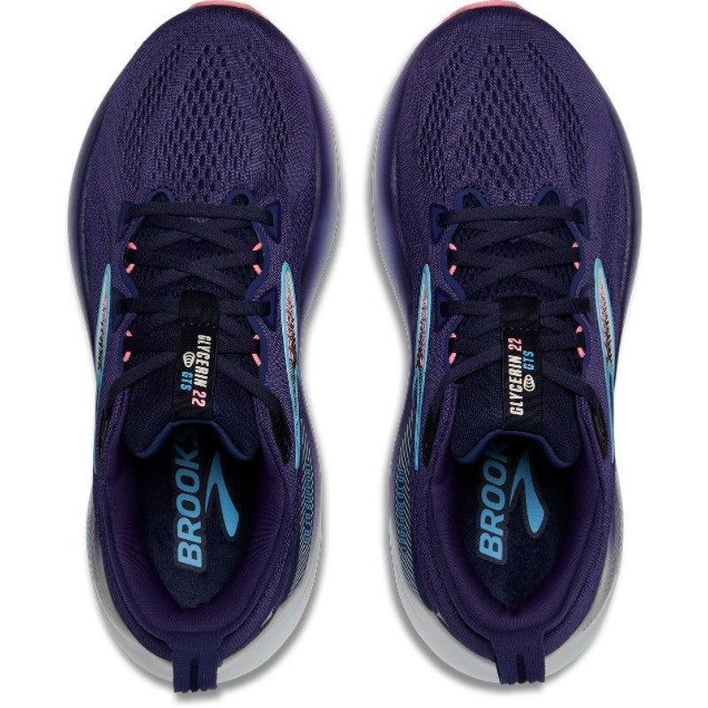 Brooks Glycerin GTS 22 women’s running shoes, purple with blue accents, pair