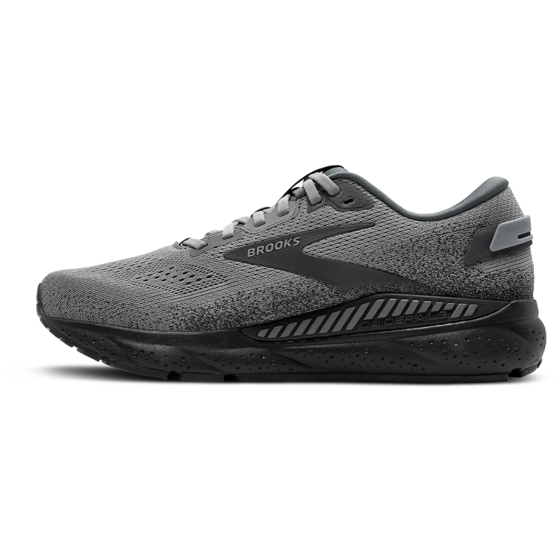 Brooks Beast GTS 24 men's athletic shoes in gray knit with black sole and midsole detailing