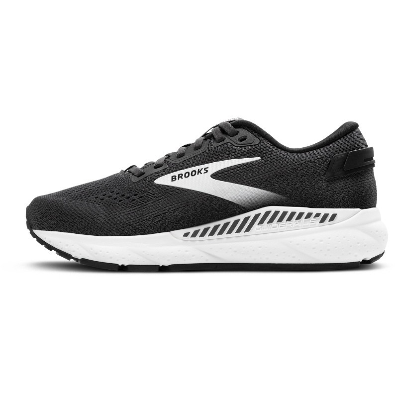 Brooks Ariel GTS 24 women's athletic shoe; black knit upper with white logo and white midsole.
