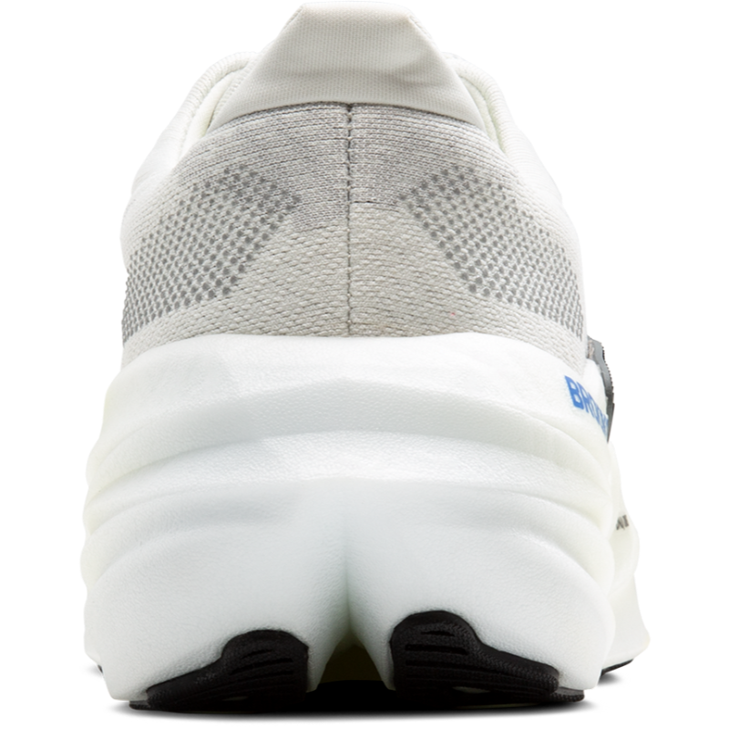 Brooks Glycerin Max Men's athletic shoe in white/gray knit upper with a chunky white midsole.