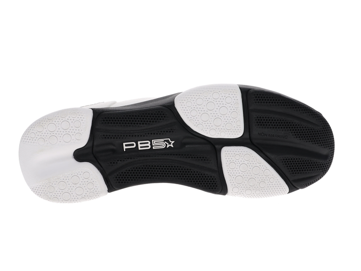 PB5Star W's PB5 Court2 athletic shoes, black and white outsole with PB5Star logo.
