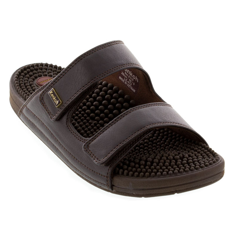 Kenkoh Serenity V casual sandal in brown leather with massage nodules on the footbed