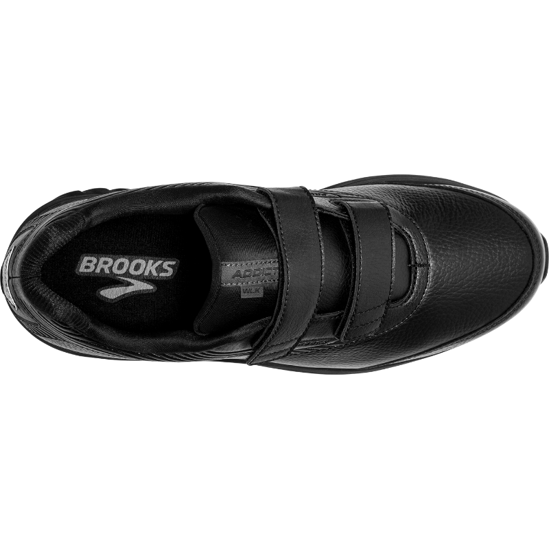 Brooks Addiction Walker V-Strap 2 black leather athletic shoe with two Velcro straps
