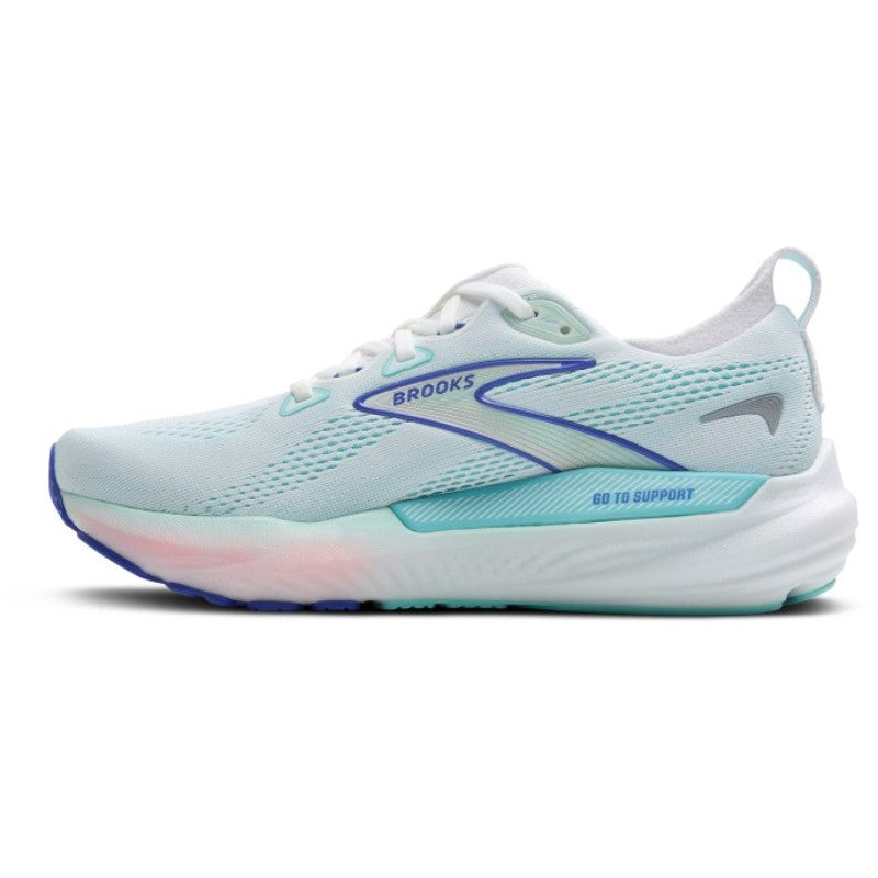 Brooks Glycerin GTS 22 women's running shoe; light blue mint upper with blue accents and white foam sole