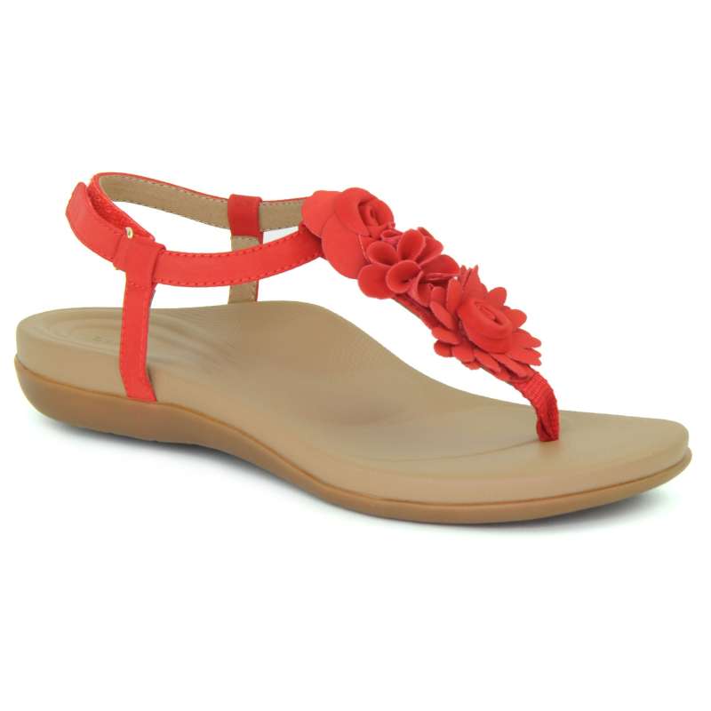 Aetrex Charli : Womens Dress Sandals Red Right Side Front View