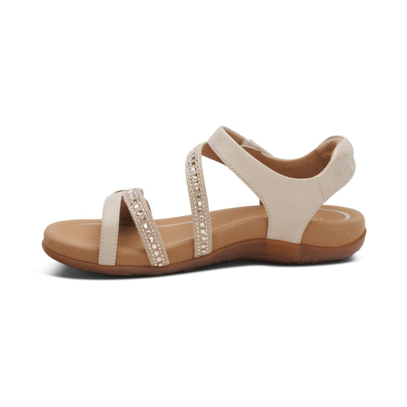 Aetrex Jess Sparkle Womens Sandal Champagne – Foot Solutions