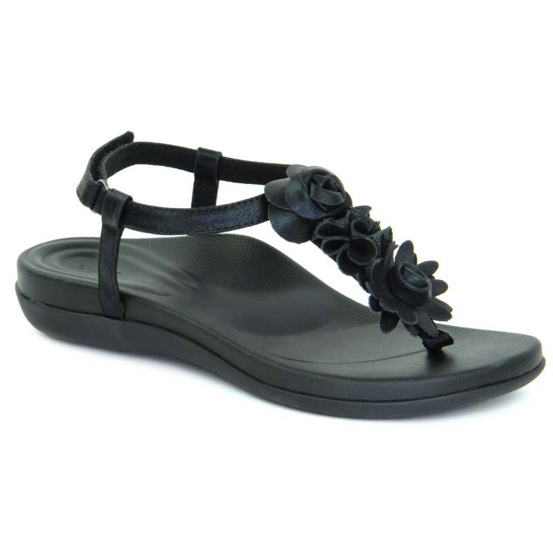 Aetrex Charli : Womens Dress Sandals Black Right Side Front View