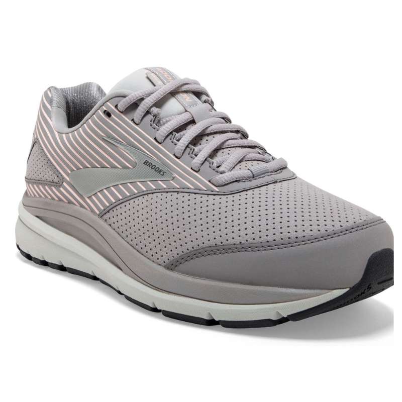 Brooks Addiction Walker Suede: Women's Athletic Shoes Alloy/Oyster/Peach Right Side Front View