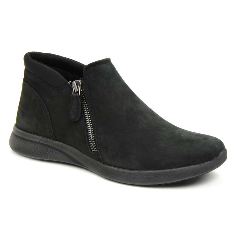 Aetrex Addie : Womens Casual Bootie  Black Right Side Front View
