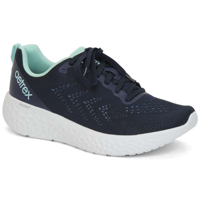 Aetrex Danika Comfort Foam : Womens Athletic Shoes Navy Right Side Front View
