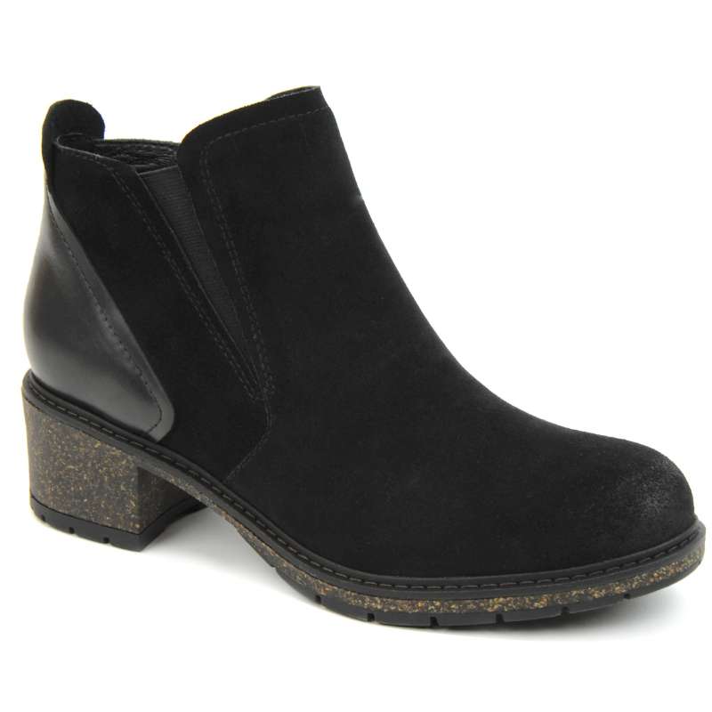Aetrex Frankie : Womens Casual Bootie Black Right Side Front View