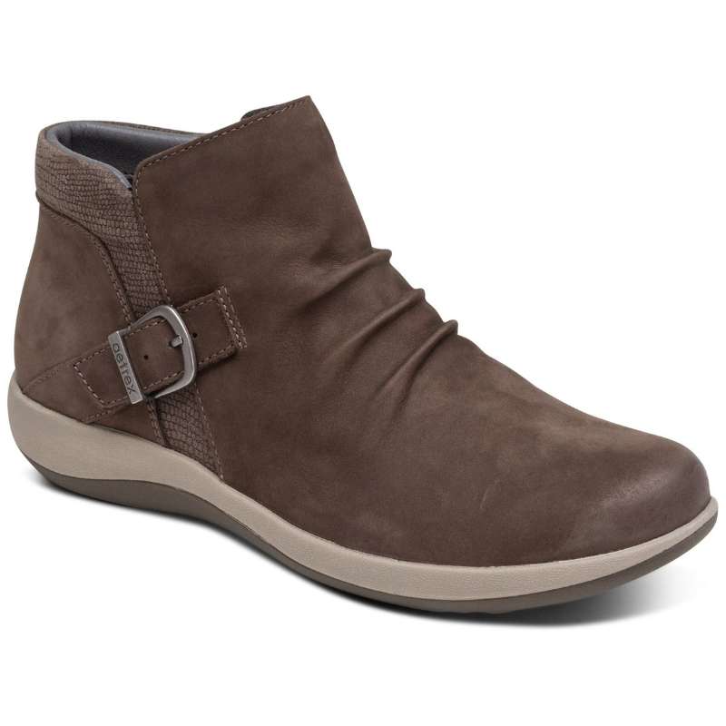 Aetrex Luna : Womens Casual Boot Charcoal Right Side Front View
