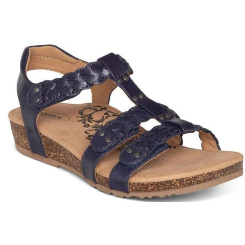 Aetrex Reese : Women's Sandal Navy Right Side Front View
