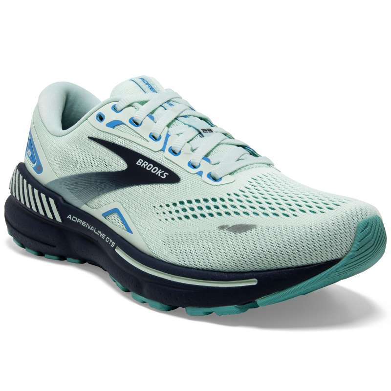 Brooks Adrenaline Gts 23 : Womens Athletic Shoes Blue Glass/Nile Blue/Marina Right Side Front View