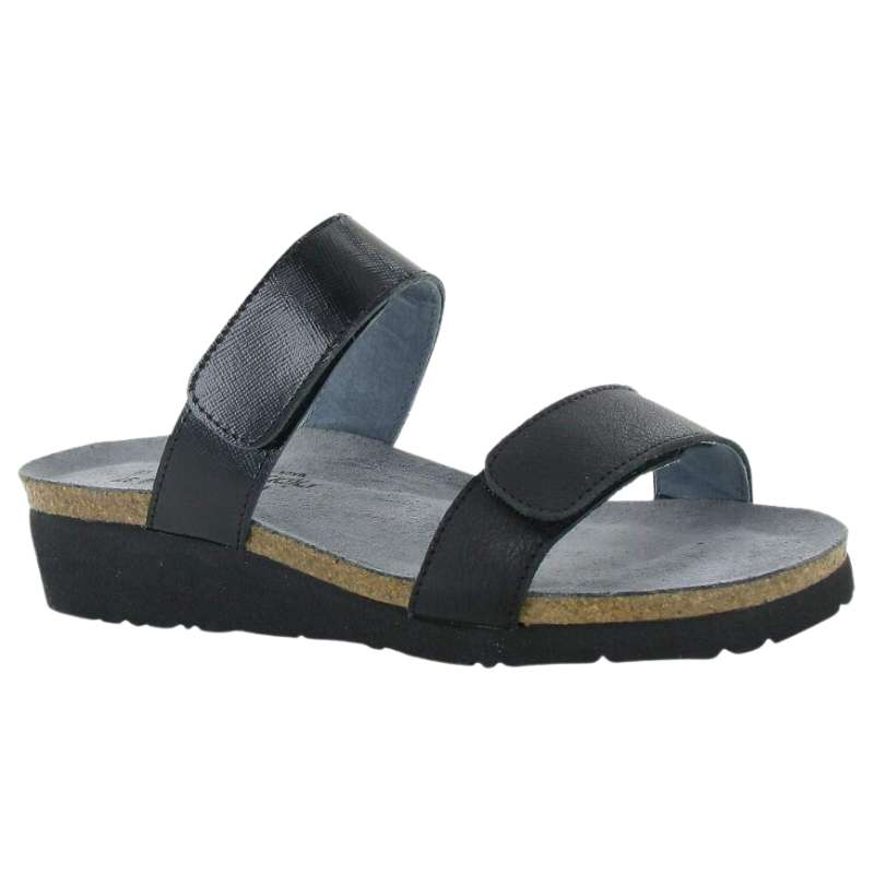 Naot Althea - Elegant: Women's Casual Sandals Soft Black Leather / Black Luster Leather Right Side Front View
