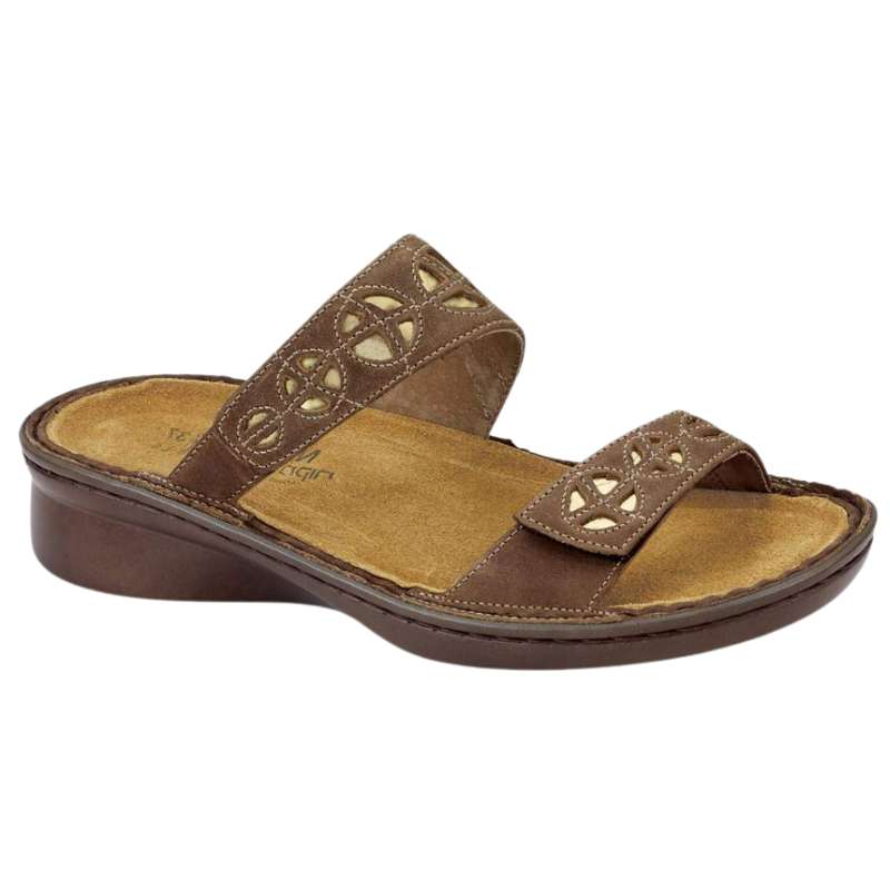 
                  
                    Naot Cornet - Allegro: Women's Casual Sandals Saddle Brown Leather/Grass Gold Right Side Front View
                  
                